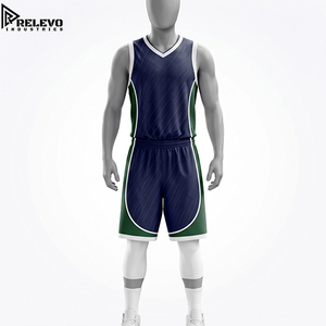 Conjunto de Camiseta y Pantalones Cortos de Baloncesto Sublimados Personalizados de Alta Calidad al por Mayor, Uniforme de Equipo Azul Marino y Verde OEM/ODM - Product Image 1