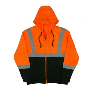 Sudadera con Capucha Reflectante Naranja para Hombre, con Cierre, de Forro Polar, Informal, para Trabajo, Otoño, Corte Regular, con Bolsillos - Product Image 1