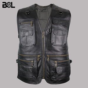 Chaleco de Caza y Pesca para Hombre en Cuero Vacuno Premium |   Chaleco Transpirable de Verano con Múltiples Bolsillos |   Chaleco de Ciclismo y Pesca - Product Image 5