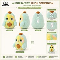 Peluche interactive IA Avocat avec yeux LED expressifs, fonction de chat vocal et de racontage d'histoires, rechargeable USB-C, compagnon intelligent pour enfants, cadeau
