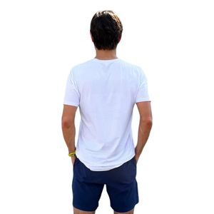 เสื้อยืดคอกลมแขนสั้นสีขาวสำหรับผู้ชาย ทรงเข้ารูป สวมใส่สบาย เหมาะสำหรับออกกำลังกาย เล่นกีฬา วิ่ง ฟิตเนส หรือใช้ในชีวิตประจำวัน สามารถสั่งทำได้ - Product Image 6