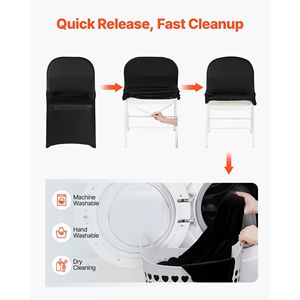 150 Fundas para Sillas Negras con Frente Plano, de Poliéster y Spandex Elástico, para Bodas, Fiestas, Cenas o Banquetes - Product Image 5