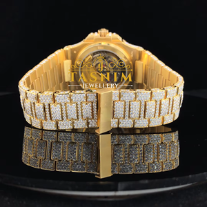 Montre de luxe en acier inoxydable avec diamants Moissanite VVS, mouvement à quartz, bracelet 20 mm, idéale pour les affaires et la mode, cadeau parfait, directement de l'usine - Product Image 4