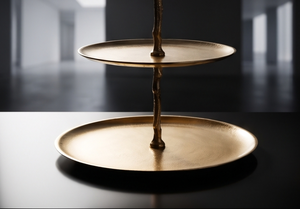Premium Gold Metal 2 <b>Tier</b> <b>Cake</b> <b>Stand</b> with Branch Handle Organic Style Pastry Cupcake Display Serving Tray - Product Image 4