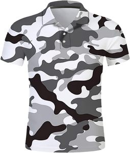 Polo en tricot pour homme, coupe classique, motif camouflage, en tissu imprimé anti-plis tricoté - Product Image 2