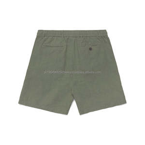 Venta al por mayor personalizado 100% Lino secado rápido ligero transpirable hombres cinturón bucles cordón cintura elástica pantalones cortos Casuales - Product Image 4