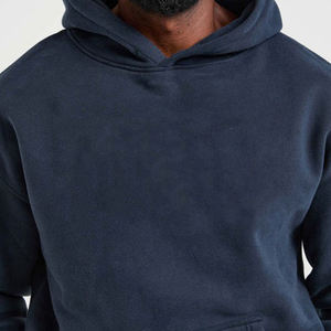 Men's <b>Navy</b> Blue Hooded <b>Sweatshirt</b> Regular Fit Solid Color 100% Cotton knitted Casual Autumn Wear - Product Image 4