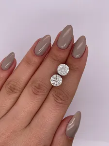 2.20Ct Round Cut Natural Diamond IGI Certified Luxury Push <b>Back</b> Stud <b>Earrings</b> in 14K White Gold Women's Fine Jewelry - Product Image 1