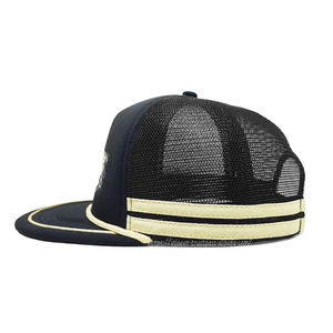 Casquette Trucker en Maille Rayée de Haute Qualité, 5 Panneaux, Snapback, Visière Plate, Logo Imprimé et Brodé, Style Urbain, Personnalisable et Réglable - Product Image 3