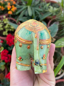 Hand Painted Green Stone <b>Elephant</b> Figurine Carved <b>Decorative</b> Animal Statue Home Feng Shui Gift Environmentally Friendly - Product Image 6