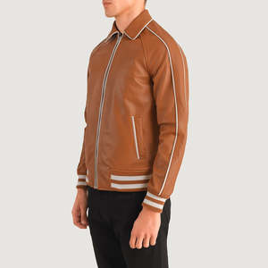 Veste de sport décontractée pour homme Furat Leathers Green, coupe-vent respirante, col montant, fermeture éclair, doublure en polyester - Product Image 2