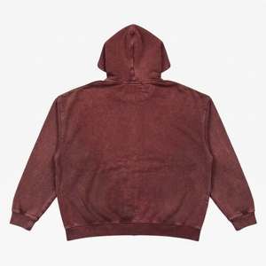 Sudadera con capucha de doble color, negra, con lavado ácido, cremallera completa, estilo vintage desgastado, forro polar grueso, fabricante de ropa personalizada - Product Image 4