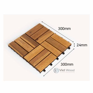 Dalles de terrasse contemporaines antidérapantes en bois d'acacia vietnamien, finition mate, huilées, imperméables, pour extérieur, 5 ans et plus - Product Image 4