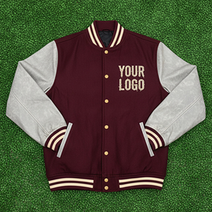 Chaqueta Casual de Lona 100% Lana para Hombre, OEM/ODM, Chaqueta Varsity de Baloncesto con Logotipo Personalizado en Relieve - Product Image 1