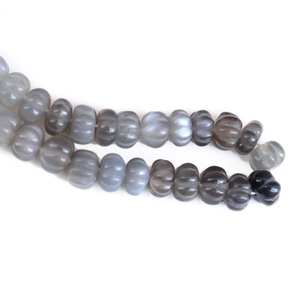 Cuentas de piedra preciosa de piedra lunar gris natural talladas en forma de melón/pelota, para fabricación de joyas, hilo de piedras sueltas - Product Image 4