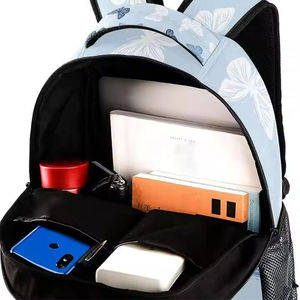 Lightweight Butterfly Print Casual <b>Backpack</b> Softback Zipper Closure Unisex <b>Daily</b> Use 20-37L Polyester Material - Product Image 4