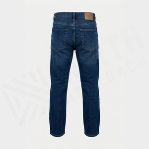 Jean en denim coupe droite délavé foncé pour homme, taille mi-haute, coupe classique, en coton, style décontracté, pantalon d'automne - Product Image 2