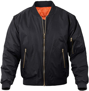 Men's <b>Navy</b> <b>Blue</b> Hooded Stand Collar <b>Fleece</b> Bomber <b>Jacket</b> Zipper Closure Casual Outerwear Polyester Windproof Winter Wear High - Product Image 1