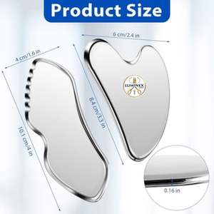 Juego de 2 herramientas faciales de acero inoxidable para raspado Gua Sha, herramientas de masaje corporal y facial, juego GuaSha para rostro, cuello y piel. - Product Image 4