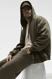 Fleece Zip up Hoodie Custom Streetwear Hoodies 100% Cotton Unisex Cropped Vintage Heavyweight Custom Zip up Hoodie - Product Image 3