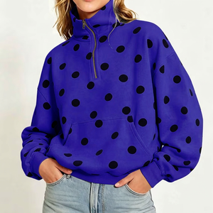 Sweat-shirt demi-zip pour femme, style décontracté, pour jeunes et tenues universitaires, en mélange de coton épais, personnalisable avec votre design et étiquettes. Meilleures ventes. - Product Image 1