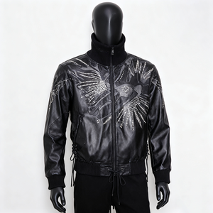 Custom Men's Genuine Leather <b>Jacket</b> OEM ODM Biker Motorcycle <b>Jacket</b> Custom Logo Wholesale Private Label Fashion Outerwear - Product Image 3
