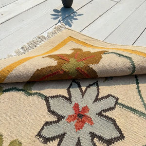 Tapis tissé à la main en laine à motifs abstraits, écologique, adapté aux animaux domestiques, moderne, à poils ras et fins, pour salon - Product Image 3