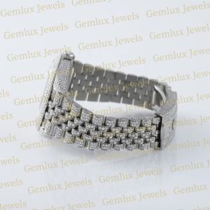 นาฬิกาอราบิกสำหรับผู้ทดสอบเพชรหน้าปัดเพชรสีรุ้งแบบผ่านหน้าปัดเพชรวันที่ D VVS moissnaite - Product Image 4