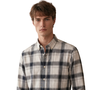 Chemise en flanelle à carreaux noire neutre pour homme, manches longues, boutonnée, chemise décontractée à carreaux, tissu brossé doux, streetwear quotidien - Product Image 3