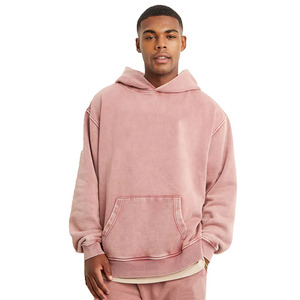 Sweat à capuche en molleton 100 % coton pour homme, de haute qualité, uni, teint, avec broderie vieillie, écologique et respirant - Product Image 1