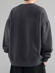 Oversized Streetwear Plain Sweatshirts Vintage <b>Mens</b> Sweatshirt Blank <b>Pullover</b> Without Hood Custom Acid Wash Logo Fleece - Product Image 3