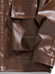 แจ็กเก็ตหนังนิ่มสำหรับผู้ชายเสื้อผ้าแฟชั่นเสื้อแจ็คเก็ตหนังแขนยาวแบบใหม่ล่าสุดแบบปรับได้ - Product Image 2