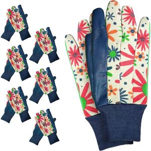 Gants de jardin bleus en coton polyester de taille moyenne pour femmes Gants de travail de jardin antidérapants Style Pack 12 (6 paires) - Product Image 1