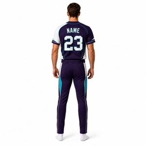 Men Custom Baseball Jersey Pants Uniform Set Breathable Sublimation Team Sportswear Full Button OEM Private <b>Label</b> Manufacturer - Product Image 2