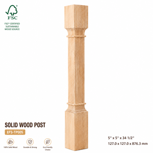 Colonne d'escalier moderne en bois massif 5x5x34,5 pouces, durable, résistante à l'eau, écologique, EFS TP005 - Product Image 1
