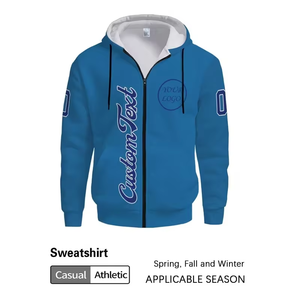 Men's Custom Zip-Up Hoodie Personalized Customize Your Name & Number Logo Fashionable Piece Interesting Design Suitable Sports - Product Image 4