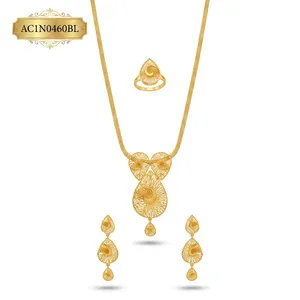 Dubai Style Gold Plated Necklace Set With Rope <b>Chain</b> And Earrings For Women Ethnic Statement Jewelry - Product Image 2