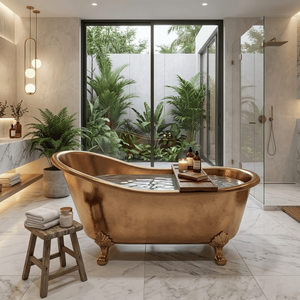 Bañera de Cobre Martillado de Lujo con Patas de Estilo Antiguo, Bañera Independiente Hecha a Mano para Baños Sofisticados - Product Image 5