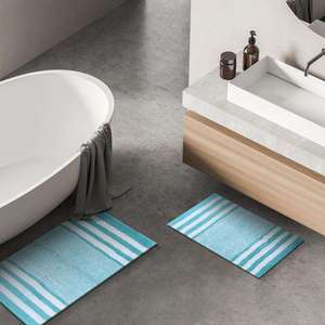 Tapis de bain STRIPE, tapis de bain 100% coton pur, fait main, super doux, antidérapant, tapis de bain super absorbant - Product Image 1