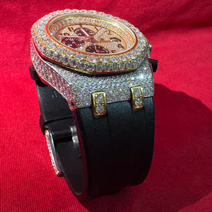 Reloj Mecánico de Lujo para Hombre con Logotipo Personalizado, Reloj Automático de Alta Calidad con Moissanita, Correa de Goma, Cristal de Diamante - Product Image 1