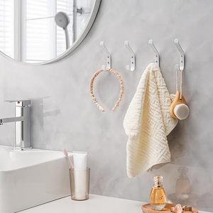White Wall Mounted Coat Hooks with Screws and Expansion Nails for Hanging Clothes Hats <b>Towels</b> Bags Robes Keys Entryway Bathroom - Product Image 5