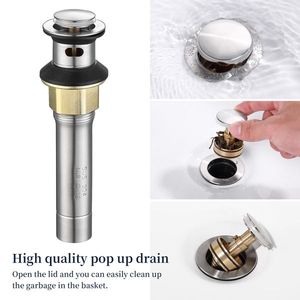 Rubinetto da Bagno a Doppio Comando con Arco Alto Girevole da 4 Pollici, Scarico a Scomparsa a 360 Gradi, Tubi di Alimentazione, Design in Nichel Spazzolato - Product Image 6