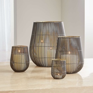 Iron Candle <b>Lanterns</b> <b>Set</b> of 4 Heat Resistant Home Decoration Votive Holders Modern Wire Design - Product Image 1
