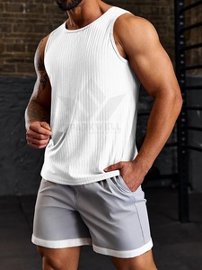 <b>Men's</b> <b>White</b> Striped O-Neck Knitted Cotton Tank Top Breathable Sleeveless Casual <b>Vest</b> - Product Image 4