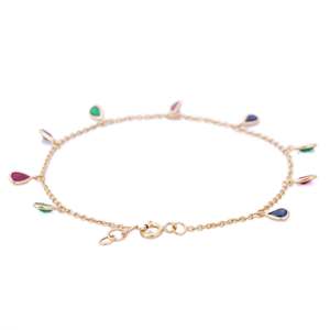 18K <b>Ruby</b> Sapphire Emerald Pear Drop Charm <b>Bracelet</b>-Wedding & Party Gift - Product Image 4