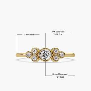 Bague AFAR JEWELS en or massif 14 carats pour femme, sertie d'un diamant rond brillant cultivé en laboratoire, couleur E, style classique minimaliste empilable, idéale comme cadeau - Product Image 2
