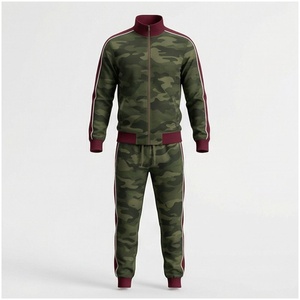 Men's <b>Camouflage</b> <b>Tracksuit</b> Set Full Sleeve Stand Collar Zipper Front Breathable Sporty Regular Fit Autumn Wear - Product Image 1