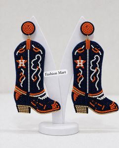 Pendientes artesanales con cuentas de los Astros de Houston, joyería personalizada para el día del partido, pendientes llamativos con cuentas de semillas para mujer - Product Image 2
