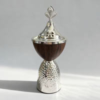Brûleur à Bakhoor de luxe en or avec couvercle, finition bois, brûleur à Oud, brûleur à encens arabe, décoration parfumée pour la maison, article cadeau