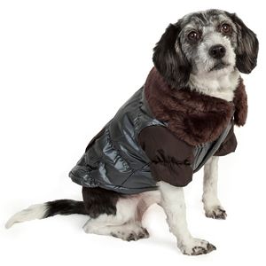 Ultra Fur Track <b>Collared</b> Metallic <b>Pet</b> Jacket Premium <b>Pet</b> Clothes - Product Image 1